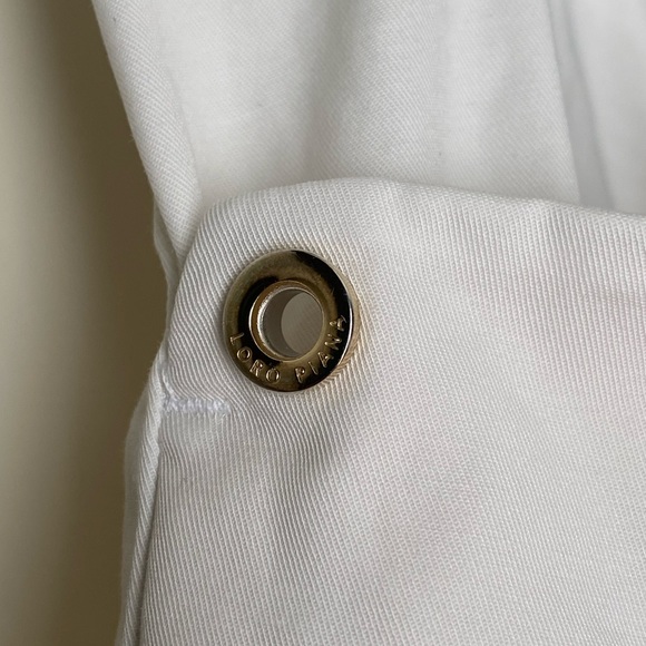 Loro Piana white slim straight pants, cotton twill - Picture 6 of 10